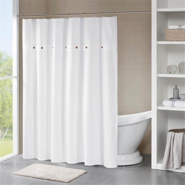 Madison Park Madison Park MP70-5636 72 x 72 in. Rianon Finley 100 Percent Cotton Waffle Weave Textured Shower Curtain; White MP70-5636